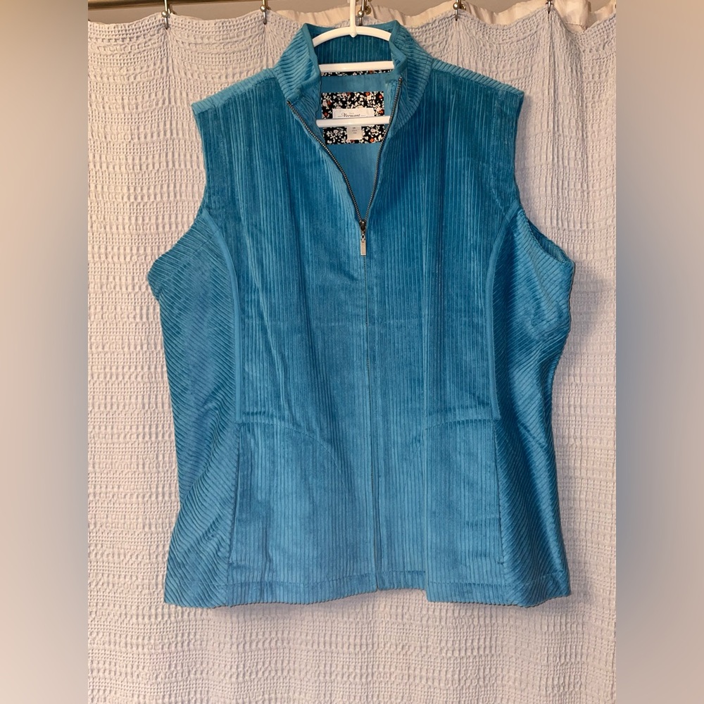 NWOT Vermont Country Store teal/ peacock blue corduroy vest